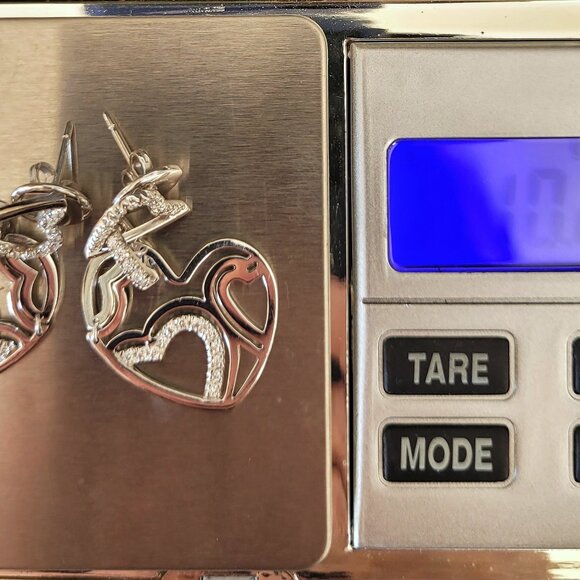 Roberto Coin 18K White Gold Sculpted Heart Diamond Drop Earrings - Picture 10 of 12